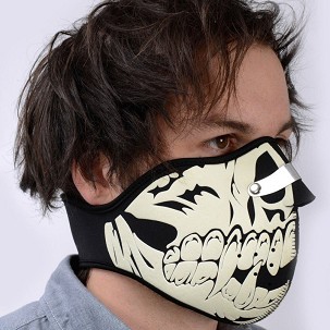 OXFORD MASKA NEOPRENSKA ZA KACIGU KOJA ŠTITI LICE SA FLUORESCENTNIM MOTIVOM LOBANJE