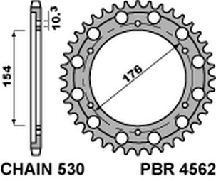 PBR RASPRODAJA LANČANIK ZADNJA 4562 43 C45 HONDA CB 1000R '08-'18 (JTR1340.43) OTVOR-10,5MM (LANAC 530) (STD.-1) (MADE IN ITALY)