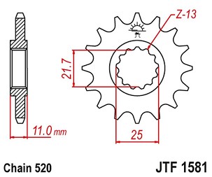 JT LANČANIK PREDNJA 566M 17 YAMAHA YZF R6 '99-20',FZ6 '04-09' (566M17JT) (LANAC 520) KONVERZIJA