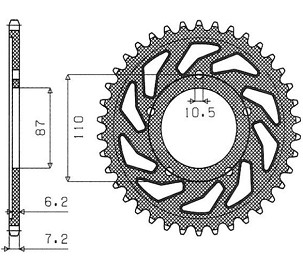 SUNSTAR LANČANIK ZADNJA 828 47 SUZUKI GSF 650 BANDIT 07-15, GSX 650 F 08-15 (JTR807.47) (LANAC 525) (82847JT)