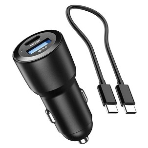BIKETEC UNIVERZALNA PUNJAČ MOTOCIKLISTIČKA/AUTOMOBILSKA DUPLA 60W USB-C PD, USB QC 3.0 - QUICK CHARGE DO UTIČNICE UPALJAČA (KABL USB-C U SETU) (EL)