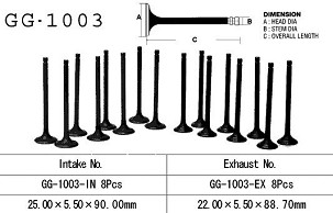 VESRAH VENTIL USISNI HONDA CB 750F '79-'83, CB 750K '79-'82 (DOHC) (OEM: 14711-422-000) (1KOM.) (MADE IN JAPAN)