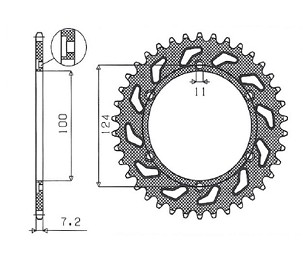 SUNSTAR LANČANIK ZADNJA 4366 43 DUCATI 944 ST2 '97-'03, 992 ST3 '04-'07 (JTR745.43) (LANAC525) (436643JT)