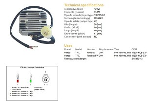 DZE REGULATOR NAPONA HONDA TRX 300 FW FOURTRAX '93-'00 (31600-HC5-970) (SH532C-13;ESR128)