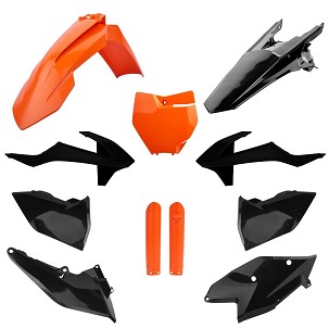 POLISPORT KOMPLET PLASTIKE (FULL KIT) KTM SX/SX-F/XC-F '16-'18W SETU TABLICA PREDNJA (8664900001) I ŠTITNICI AMORTIZERA (8398600005) BOJA CZARY NARANDŽASTA