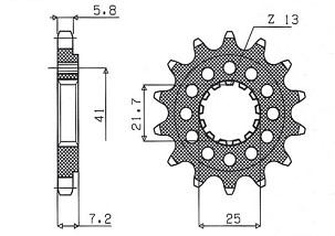SUNSTAR LANČANIK PREDNJA KAWASAKI ZX-7R/RR '96-'03, ZX-10R '04-'15, SUZUKI GSXR 750 '00-'15, SV 1000S '03-'06 (KONVERZIJA 520) (JTF1516.16) (LANAC 520)
