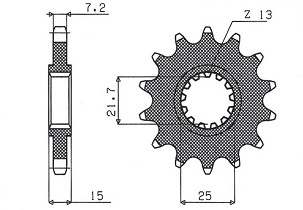 SUNSTAR LANČANIK PREDNJA 2082 14 KAWASAKI ZX 6R '95-'97 (JTF1182.15) (208214JT)