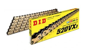 DID LANAC POGONSKI 520VX3GB-92 (92 KARIKE) X-RING ZLATNA (OTVOREN + SPOJNICA)