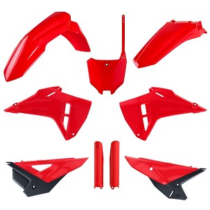 POLISPORT KOMPLET PLASTIKE (FULL KIT) HONDA CRF 250R '22-'24; CRF 450R '21-'24 (RESTYLING NA MODEL 2025) U SETU TABLICA PREDNJA (8670700001) I ŠTITNICI AMORTIZERA (8351900003) BOJA CRVENA OEM