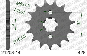 AFAM 2026/04 PREDNJI LANČANIK 2182 14 YAMAHA WR 125R/X '09-'15, YZF125R '09-'120 , MT125 '15-'20 (JTF1550.14) (LANAC 428)