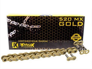 PROX LANAC POGONSKI 520 MX GOLD (BEZ O-RINGOVA) 120 KARIKA BOJA ZLATNA (OTVOREN + SPOJNICA)