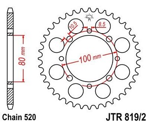 JT LANČANIK ZADNJA 819 41 SUZUKI GZ 250 MARAUDER (99-10), GN 250 (82-99) (81941JT) (LANAC 520)