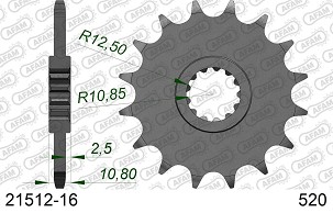 AFAM 2026/04 PREDNJI LANČANIK 2172 16 SA GUMOM YAMAHA FZ6 '09-'17, XJ6 '09-'15 (JTF1595.16RB) (LANAC 520)