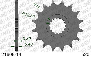 AFAM 2026/04 PREDNJI LANČANIK 2168 14 YAMAHA YFZ 450/YFM 700 RAPTOR '06-'19 (JTF1592.14) (LANAC 520)