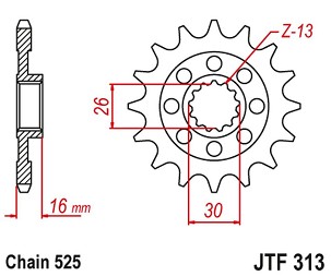 JT LANČANIK PREDNJA 344 15 HONDA VFR 750 R '88-92' (RC30) (34415JT) (LANAC 525) PO NARUDŽBINI