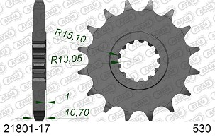 AFAM 2026/04 PREDNJI LANČANIK 579 17 SA GUMOM YAMAHA FZ1 '06-'15, R1 '04-'14, FJ, XJR (JTF579.17RB) (LANAC 530)