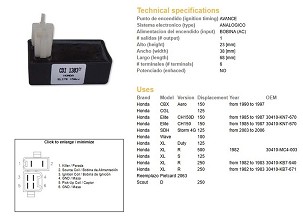 DZE MODUL PALJENJA CDI HONDA XL 250R '82-'83; XL 500R '82; CH 150 '85-'87