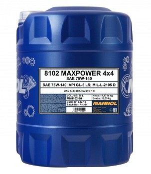 MANNOL MAXPOWER 4X4 75U140 API GL5 - ULJE PRENOSNI SINTETIČKO 20L (75W-140)