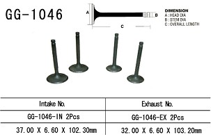VESRAH VENTIL USISNI HONDA XR 650R '00-'07, TRX 700XX '08-'09 (2 NA VOZILO) (37,0X6,60X102,3 MM) (OEM: 14711-MBN-670) (1KOM.) (MADE IN JAPAN)