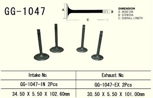 VESRAH VENTIL USISNI HONDA TRX 650/680 '03-'17 (2 NA VOZILO) (34,5X5,50X102,6 MM) (OEM: 14711-HN8-000) (1KOM.) (MADE IN JAPAN)