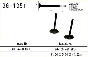 VESRAH IZDUVNI VENTIL HONDA CRF 450R '02-'07 (31,0X5,0X84,82 MM) (OEM: 14721-MEB-670) (1KOM.) (MADE IN JAPAN)