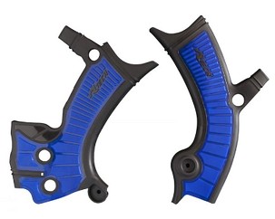 RACETECH (RTECH) ŠTITNICI RAMA (KOMPLET) BI-MATERIAL SUPER GRIP YAMAHA YZF 250 '19-21, YZ-FX 250 '20-21, YZF 450 '18-21, YZ-FX 450 '19-21, WRF 250 '20-21, WRF 450 '19-21 BOJA CRNA PLAVA