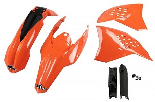 UFO KOMPLET PLASTIKE (FULL KIT) SA ŠTITNICIMA TELESKOPA (AMORTIZERA) KTM EXC '09-'10 BOJA OEM (NARANDŽASTA) (KT511E999)