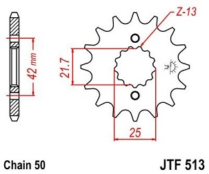 JT LANČANIK PREDNJA 566 17 SUZUKI GSXR 1000/1300, TL 1000 (LANAC 530) - - PATRZ 51317JT (JTF513.17)