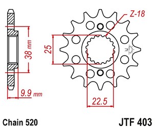 JT LANČANIK PREDNJA 2200 13 BMW G 450 X '08-11', HUSQVARNA 449/511 TC/TE/SM '11-12' (220013JT) (LANAC 520)