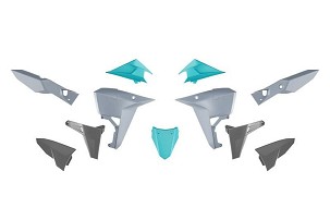 RACETECH (RTECH) 2025/12 KOMPLET PLASTIKE (REVOLUTION) (BEZ PREDNJEG BLATOBRANA) KOVE X PRO / RALLY 800 '24-'25 BOJA SIVA / CRNA / ZELENA