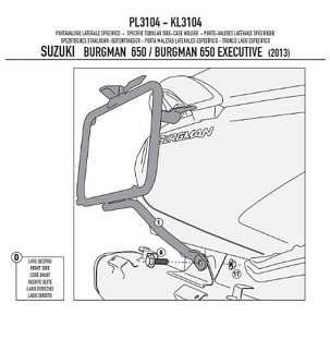 KAPPA NOSAČ KOFERE BOČNE MONOKEY SUZUKI 650 Burgman / 650 Burgman Executive '13-'20