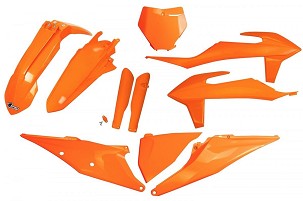 UFO KOMPLET PLASTIKE (FULL KIT) SA ŠTITNICIMA TELESKOPA (AMORTIZERA) KTM SX 125/150/250 '19-'22, SXF (SX-F) 250/350/450 '19-'22 BOJA NARANDŽASTA (KT522E127)