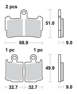 SBS PLOČICE KOČIONE KH499/4 STREET PERFORMANCE (EXCEL) SINTER HONDA VFR1200 '10-'19 BOJA ZLATNA PREDNJI