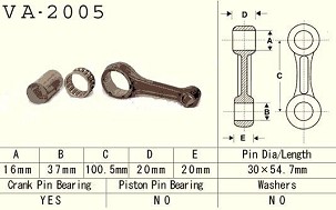 VESRAH KLIPNJAČA YAMAHA YFM/YFB 225 '83-'04, XT 225 (VA2005) (YFM225) (XT225) (MADE IN JAPAN)