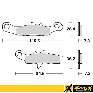 PROX PLOČICE KOČIONE KH258 / KH349 KAWASAKI KX 80/85/100 '97-20, SUZUKI RM 85 '05-20 PREDNJI, KAWASAKI KFX 450R 08-14, KVF 650 BRUTE FORCE '05-13 PREDNJI DESNI