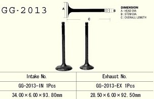 VESRAH IZDUVNI VENTIL YAMAHA YFM 250 '89-'09, TW 200 '87-'09, XT 225, TTR 230 (OEM: 5H0-12121-00,5XT-12121-00) (1KOM.) (MADE IN JAPAN)