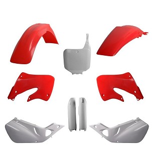 POLISPORT KOMPLET PLASTIKE (FULL KIT) HONDA CR 125 '98-'99; CR 250 '97-'99W SETU TABLICA PREDNJA (8673000002) I ŠTITNICI AMORTIZERA (8394000001) BOJA OEM CRVENO BELA (FLUO-R)