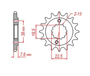 MTX PARTS LANČANIK PREDNJA 2116 13 SUZUKI LTR 450 '06-'12, LTZ 400 '03-'13, RMX 450 '10-'13, KAWASAKI KFX 400, HYOSUNG TE 450 (JTF1401.13) (LANAC 520)