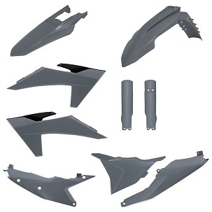 POLISPORT RASPRODAJA KOMPLET PLASTIKE (FULL KIT) KTM EXC/EXC-F/XC-W/XC-WF TBI '24-'25W SETU ŠTITNICI AMORTIZERA (8352500003) BOJA SIVA (N-GRAY)