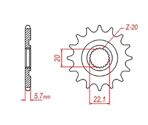 MTX PARTS LANČANIK PREDNJA 2103 12 YAMAHA YZF 250 '01-'17, WR 250F '01-'17 (JTF1590.12) (LANAC 520) (JTF1590.12)
