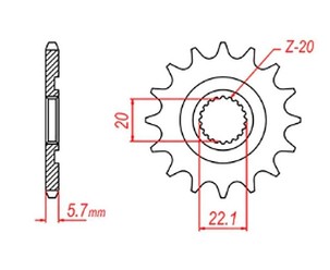 MTX PARTS LANČANIK PREDNJA 2103 13 YAMAHA YZF 250 '01-'17, WR 250F '01-'17 (JTF1590.13) (LANAC 520)