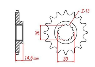 MTX PARTS LANČANIK PREDNJA 340 13 HONDA CR 125 '87-'03 (JTF326.13) (LANAC 520)