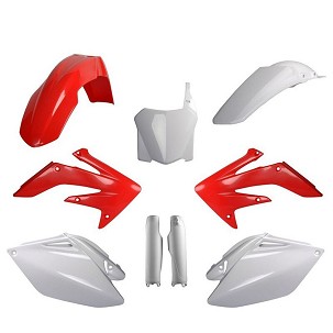POLISPORT KOMPLET PLASTIKE (FULL KIT) HONDA CRF 250R '09W SETU TABLICA PREDNJA (8657500002) I ŠTITNICI AMORTIZERA (8351700002) BOJA CRVENO BELA OEM
