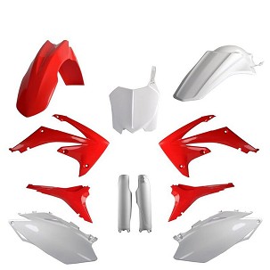 POLISPORT KOMPLET PLASTIKE (FULL KIT) HONDA CRF 250R '10; CRF 450R '09-'10W SETU TABLICA PREDNJA (8656700001) I ŠTITNICI AMORTIZERA (8351700001) BOJA CRVENO BELA OEM