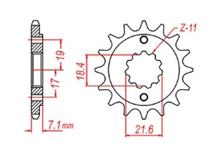 MTX PARTS LANČANIK PREDNJA 2067 14 HONDA CRF 250L '13-'15 (JTF1321.14) (MOŽE SE KORISTITI KAO 2506 14 I 2261 14) (LANAC 520)