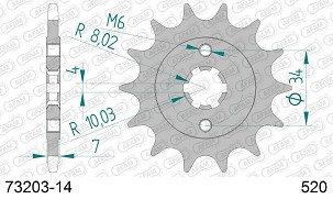 AFAM 2026/04 PREDNJI LANČANIK 2247 14 KTM 125 DUKE '11-'24, KTM 200 DUKE '12-'24 (JTF1903.14) (LANAC 520)