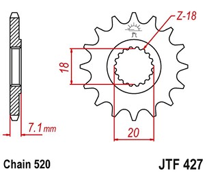 JT LANČANIK PREDNJA 432 11 SUZUKI RM 125 '92-'07, RMZ 250 '10-'12 (43211JT) (LANAC 520)