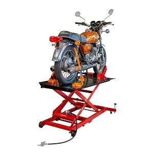 BIKETEC WARKOM.ATOWY DIZALICA SA DUPLIM SISTEMEM PODNOSZENIA PNEUMATYCZNO-HIDRAULIČNIM PLATFORMOWY ZA MOTO, STO 1800X660MM ZA 450KG