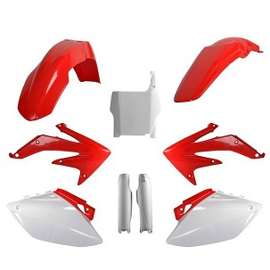 POLISPORT KOMPLET PLASTIKE (FULL KIT) HONDA CRF 450R '07W SETU TABLICA PREDNJA (8661900001) I ŠTITNICI AMORTIZERA (8351700001) BOJA CRVENO BELA OEM