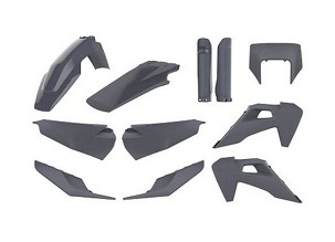 POLISPORT KOMPLET PLASTIKE HUSQVARNA TE/FE TPI '20-'23W SETU ŠTITNIK LAMPE PREDNJE (8398900006) I ŠTITNICI AMORTIZERA (8398600004) BOJA SIVA (N-GREY)